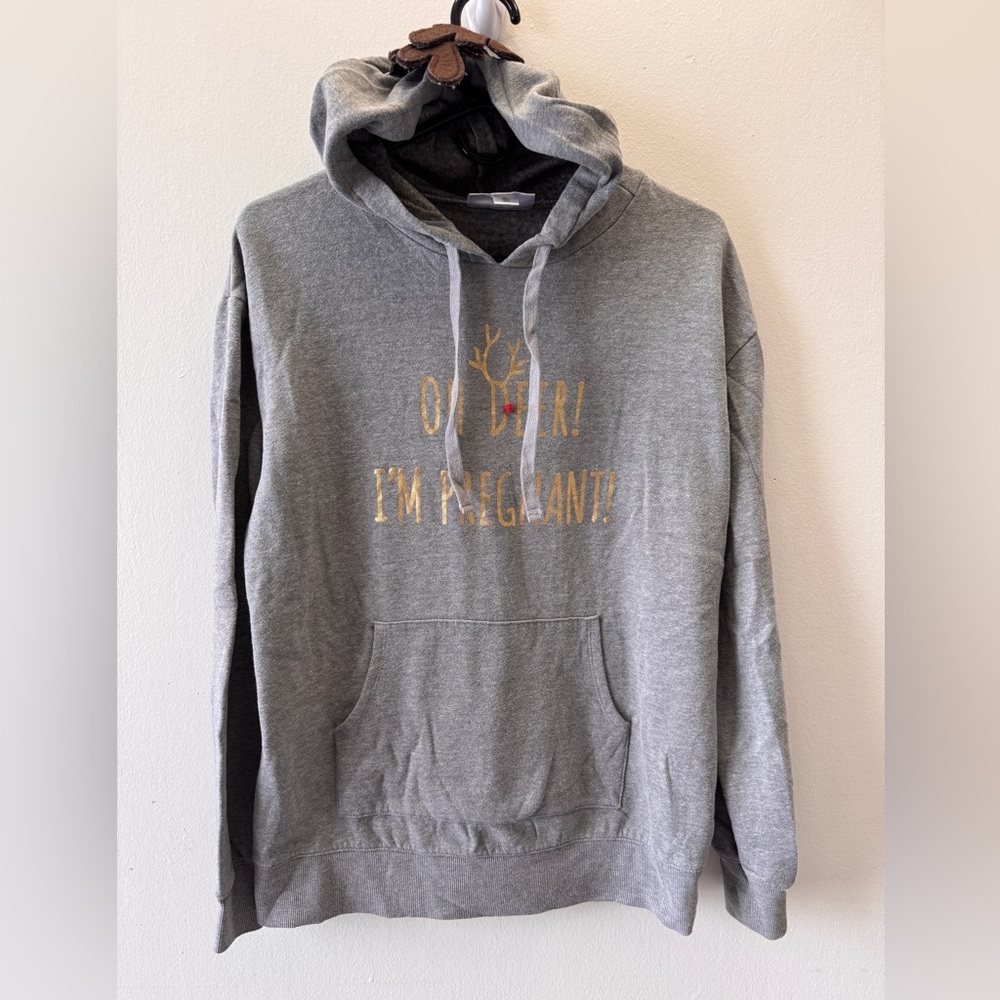 Maternity: Holiday Hoodie “Oh Deer I’m Pregnant!” size Small